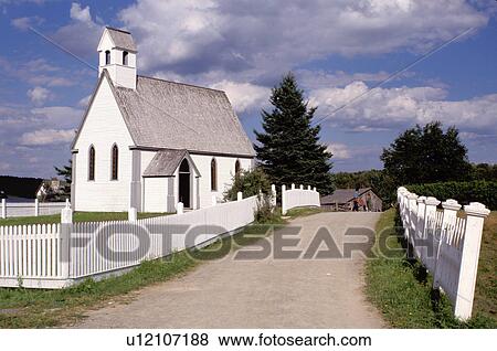Stock Photo -  New Brunswick, NB, Canada, St. Mark's Church at King's Landing Historical Settlement . Fotosearch