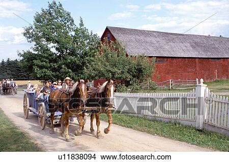 New Brunswick, NB, Canada, Wagon rides at King's Landing Historical Settlement. View Large Photo Image Picture - New Brunswick, NB, Canada, Wagon rides at King's Landing Historical Settlement.. Fotosearch