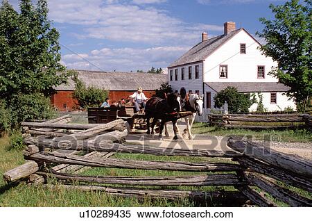 New Brunswick, NB, Canada, Wagon rides at King's Landing Historical Settlement next to Hagerman House. View Large Photo Image Stock Photography - New Brunswick, NB, Canada, Wagon rides at King's Landing Historical Settlement next to Hagerman House.. Fotosearch