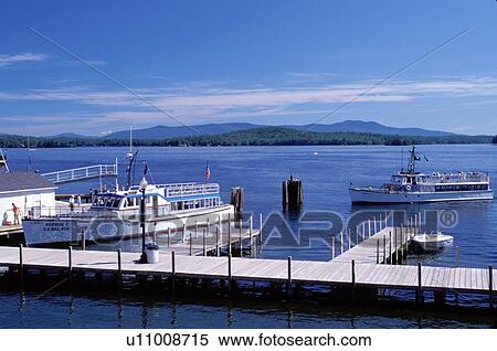 New Hampshire, Weirs Beach, NH, Excursion boat docked on Lake Winnipesaukee at Weirs Beach. View Large Photo Image Stock Photography - New Hampshire, Weirs Beach, NH, Excursion boat docked on Lake Winnipesaukee at Weirs Beach.. Fotosearch
