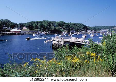 New Harbor, Maine, ME, Pemaquid, Scenic view of fishing boats in the harbor. View Large Photo Image Picture - New Harbor, Maine, ME, Pemaquid, Scenic view of fishing boats in the harbor. . Fotosearch