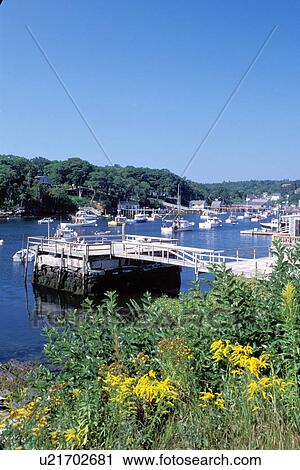 New Harbor, Maine, ME, Pemaquid, Scenic view of fishing boats in the harbor. View Large Photo Image Stock Image - New Harbor, Maine, ME, Pemaquid, Scenic view of fishing boats in the harbor. . Fotosearch