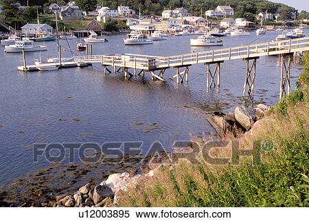 Stock Photography -  New Harbor, Maine, ME, Pemaquid, Scenic view of fishing boats in the harbor. . Fotosearch