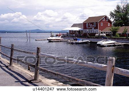 New York, NY, Adirondacks, The Old Dock Restaurant on Lake Champlain in Westport. View Large Photo Image Stock Photo - New York, NY, Adirondacks, The Old Dock Restaurant on Lake Champlain in Westport.. Fotosearch