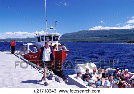 Newfoundland, NF, Canada, Tourists getting ready to depart on the tour boat on Western Brook Pond in Gros Morne National Park. View Large Photo Image Stock Image - Newfoundland, NF, Canada, Tourists getting ready to depart on the tour boat on Western Brook Pond in Gros Morne National Park. . Fotosearch
