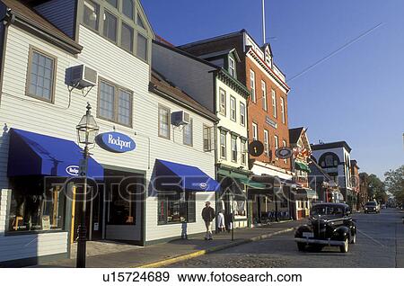 Newport, Rhode Island, RI, Shops along Thames Street in downtown Newport in the autumn. View Large Photo Image Stock Photo - Newport, Rhode Island, RI, Shops along Thames Street in downtown Newport in the autumn.. Fotosearch