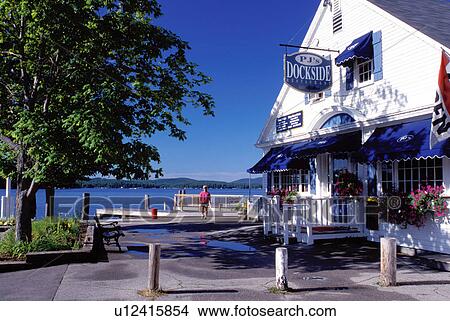 NH, New Hampshire, Wolfeboro, PJ's Dockside Restaurant on scenic Lake Winnipesaukee in Wolfeboro one of the oldest summer resorts in America. View Large Photo Image Picture - NH, New Hampshire, Wolfeboro, PJ's Dockside Restaurant on scenic Lake Winnipesaukee in Wolfeboro one of the oldest summer resorts in America.. Fotosearch
