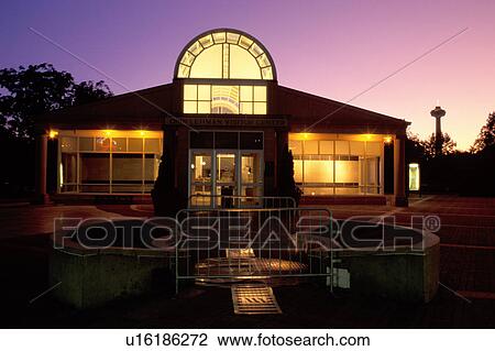 Stock Image -  Niagara Falls, New York, NY, Orin Lehman Visitor Center at Prospect Park in the evening in Niagara Reservation State Park in Niagara Falls.. Fotosearch