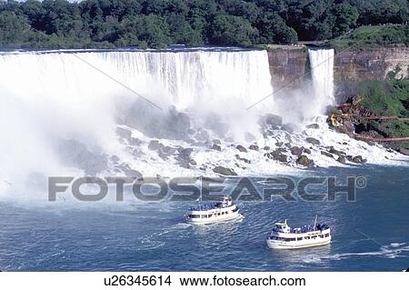 Picture -  Niagara Falls, NY, New York, Maid of the Mist Cruise Boats on the Niagara River at the American Falls.. Fotosearch