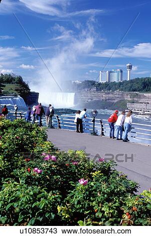 Niagara Falls, NY, waterfalls, New York, People at Prospect Park overlook looking at Niagara Falls. American Falls and Canadian Falls (Horseshoe Falls) View Large Photo Image Stock Image - Niagara Falls, NY, waterfalls, New York, People at Prospect Park overlook looking at Niagara Falls. American Falls and Canadian Falls (Horseshoe Falls) . Fotosearch