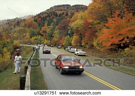 North Carolina, NC, traffic, Tourists on the Blue Ridge Parkway in the fall looking at the colorful foliage. Cars on the side of the road. View Large Photo Image Stock Image - North Carolina, NC, traffic, Tourists on the Blue Ridge Parkway in the fall looking at the colorful foliage. Cars on the side of the road.. Fotosearch