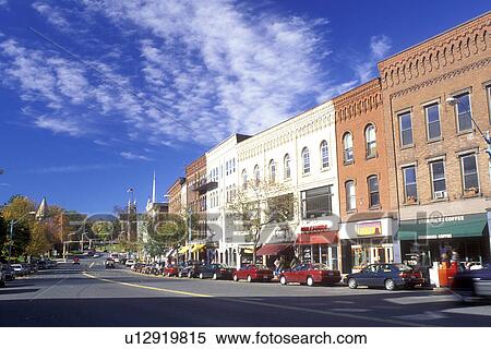 Stock Photography -  Northampton, Massachusetts, MA, Main Street in downtown Northampton in the autumn.. Fotosearch