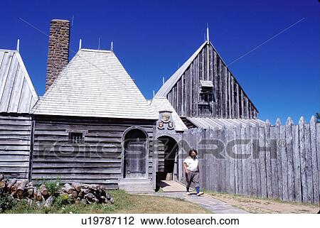 Stock Image -  Nova Scotia, Annapolis Royal, NS, Canada, Port Royal National Historic Site-The Habitation in Annapolis Royal.. Fotosearch