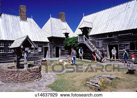 Stock Photo -  Nova Scotia, Annapolis Royal, NS, Canada, Port Royal National Historic Site-The Habitation in Annapolis Royal.. Fotosearch