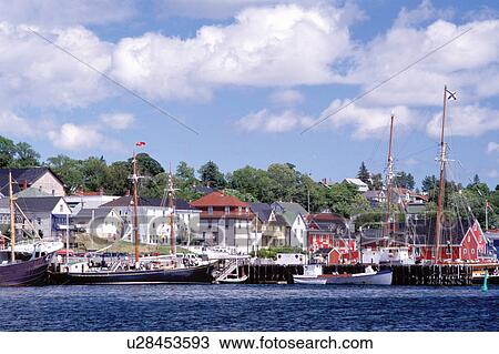 Stock Image -  Nova Scotia, Lunenburg, NS, Canada, Scenic village of Lunenburg, UNESCO World Heritage Site, on the Atlantic Ocean. . Fotosearch