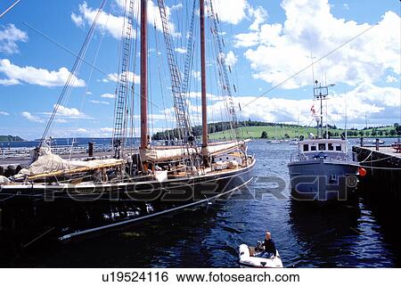 Stock Photograph -  Nova Scotia, Lunenburg, NS, Canada, Ship exhibit at the Fisheries Museum of the Atlantic at the scenic village of Lunenburg, UNESCO World Heritage Site, on the Atlantic Ocean. . Fotosearch