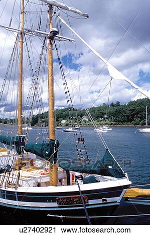 Nova Scotia, NS, Canada, Schooner docked on Mahone Bay on the Atlantic Ocean. View Large Photo Image Stock Image - Nova Scotia, NS, Canada, Schooner docked on Mahone Bay on the Atlantic Ocean. . Fotosearch