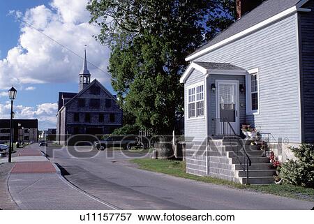 Stock Photo -  Nova Scotia, Shelburne, NS, Canada, Historic Shipbuilding Center in Shelburne on the Atlantic Ocean. . Fotosearch
