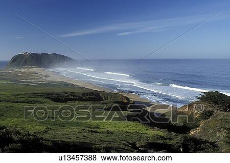 Stock Photo -  ocean, California, CA, Lighthouse at Point Sur State Historic Park on the Pacific Ocean along Highway 1 in California.. Fotosearch