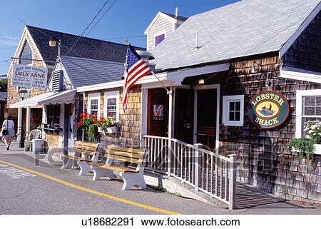 Stock Image -  Ogunquit, Perkins Cove, Maine, ME, Scenic fishing village of Perkins Cove. . Fotosearch