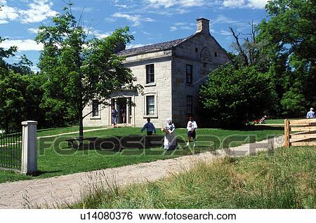 Stock Photograph -  OH, Ohio, Bath, living history museum, The Meredith Family House at the Hale Farm and Village.. Fotosearch