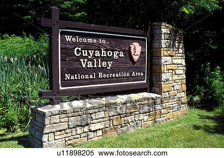 Stock Photography -  Ohio, OH, Cuyahoga Valley National Recreation Area, entrance sign. Fotosearch