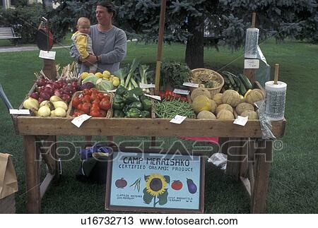 outdoor market, vegetables, organic, produce, Vermont, VT, Woman with her baby displaying organic produce at the Farmers Market in Waterbury. View Large Photo Image Stock Image - outdoor market, vegetables, organic, produce, Vermont, VT, Woman with her baby displaying organic produce at the Farmers Market in Waterbury. . Fotosearch