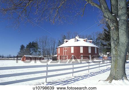 PA, Pennsylvania, Centre County, Round red barn in winter in Centre County. View Large Photo Image Stock Photo - PA, Pennsylvania, Centre County, Round red barn in winter in Centre County.. Fotosearch