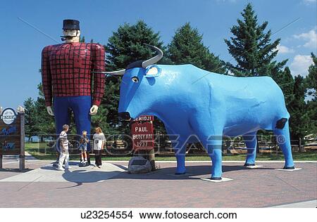 Paul Bunyan, Bemidji, MN, Minnesota, A huge statue of the mythical lumberjack Paul Bunyan and Babe the Blue Ox in a park in Bemidji. View Large Photo Image Picture - Paul Bunyan, Bemidji, MN, Minnesota, A huge statue of the mythical lumberjack Paul Bunyan and Babe the Blue Ox in a park in Bemidji.. Fotosearch