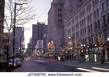 Philadelphia, Pennsylvania, PA, Christmas decorations along Market Street in downtown Philadelphia in the evening. View Large Photo Image Stock Photography - Philadelphia, Pennsylvania, PA, Christmas decorations along Market Street in downtown Philadelphia in the evening.. Fotosearch