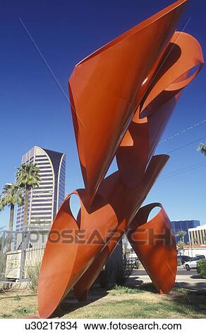 Phoenix, Arizona, AZ, Red sculpture outside the Phoenix Art Museum in downtown Phoenix. View Large Photo Image Picture - Phoenix, Arizona, AZ, Red sculpture outside the Phoenix Art Museum in downtown Phoenix. . Fotosearch