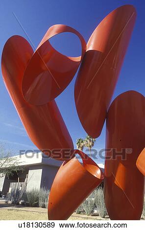 Stock Photo -  Phoenix, Arizona, AZ, Red sculpture outside the Phoenix Art Museum in downtown Phoenix. . Fotosearch
