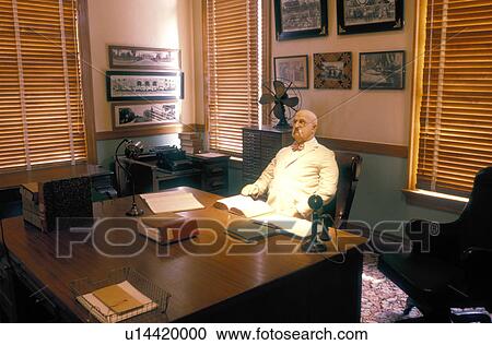 Stock Image -  Phoenix, State Capitol, Arizona, AZ, A wax figure of the Governor Hunt the first governor of Arizona in his office inside the Arizona State Capitol Museum in the capital city of Phoenix. . Fotosearch