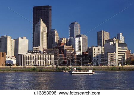 Pittsburgh, PA, Pennsylvania, downtown skyline of Pittsburgh along the Allegheny River. View Large Photo Image Stock Photograph - Pittsburgh, PA, Pennsylvania, downtown skyline of Pittsburgh along the Allegheny River.. Fotosearch