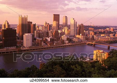 Pittsburgh, skyline, aerial, PA, Pennsylvania, downtown skyline of Pittsburgh, Monongahela River. View Large Photo Image Picture - Pittsburgh, skyline, aerial, PA, Pennsylvania, downtown skyline of Pittsburgh, Monongahela River.. Fotosearch