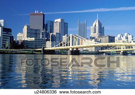 Pittsburgh, skyline, bridge, PA, Pennsylvania, downtown skyline of Pittsburgh, 9th Street Bridge, Allegheny River. View Large Photo Image Stock Photograph - Pittsburgh, skyline, bridge, PA, Pennsylvania, downtown skyline of Pittsburgh, 9th Street Bridge, Allegheny River.. Fotosearch
