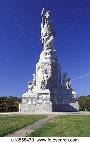 Stock Image -  Plymouth, Massachusetts, MA, National Monument to the Forefathers in Plymouth in the autumn.. Fotosearch