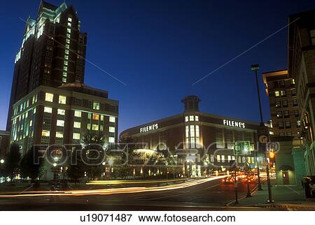Stock Photo -  Providence, Rhode Island, RI, Downtown Providence in the evening.. Fotosearch