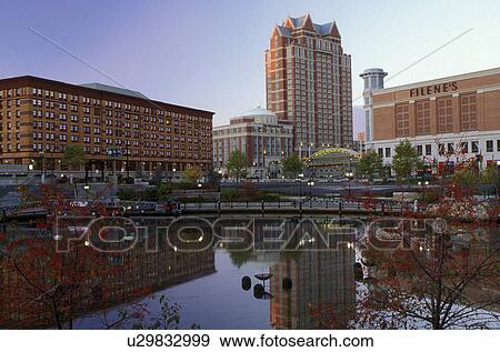 Providence, Rhode Island, RI, Waterplace Park along the Woonasquatucket River in downtown Providence in the autumn. View Large Photo Image Stock Photo -  Providence, Rhode Island, RI, Waterplace Park along the Woonasquatucket River in downtown Providence in the autumn.. Fotosearch