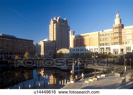 Providence, Rhode Island, RI, Amphitheater at the central pool in Waterplace Park on the Woonasquatucket River in downtown Providence in the autumn. View Large Photo Image Stock Photograph - Providence, Rhode Island, RI, Amphitheater at the central pool in Waterplace Park on the Woonasquatucket River in downtown Providence in the autumn.. Fotosearch