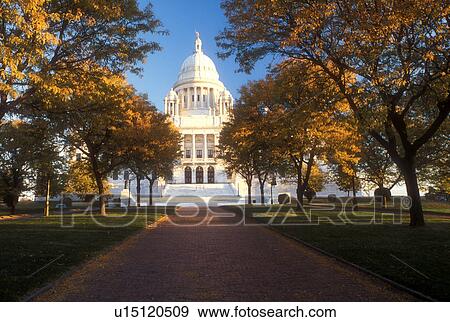 Stock Photo -  Providence, State House, State Capitol, Rhode Island, RI, The Rhode Island State House in the Capital City of Providence in the autumn.. Fotosearch