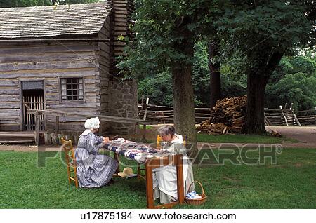 quilt maker, Abraham Lincoln, Petersburg, IL, Illinois, Women interpreters making a quilt at Lincoln's New Salem State Historic Site. View Large Photo Image Picture - quilt maker, Abraham Lincoln, Petersburg, IL, Illinois, Women interpreters making a quilt at Lincoln's New Salem State Historic Site.. Fotosearch