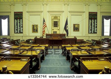 Picture -  Richmond, VA, State Capitol, State House, Virginia, The House Chamber inside the Virginia State Capitol in the capital city of Richmond.. Fotosearch