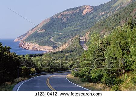 road, Cabot Trail, Cape Breton, Nova Scotia, NS, Canada, The scenic Cabot Trail winds along seacoast of Cape Breton Highlands National Park on the Gulf of St. Lawrence in Cape Breton. View Large Photo Image Stock Image - road, Cabot Trail, Cape Breton, Nova Scotia, NS, Canada, The scenic Cabot Trail winds along seacoast of Cape Breton Highlands National Park on the Gulf of St. Lawrence in Cape Breton. . Fotosearch