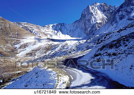 road, France, Midi-Pyrenees, The Pyrenees, Col du Tourmalet, Hautes-Pyrenees, Europe, A mountain road winds up through the jagged snow capped Pyrenees Mountains in Col du Tourmalet. View Large Photo Image Stock Photo - road, France, Midi-Pyrenees, The Pyrenees, Col du Tourmalet, Hautes-Pyrenees, Europe, A mountain road winds up through the jagged snow capped Pyrenees Mountains in Col du Tourmalet.. Fotosearch