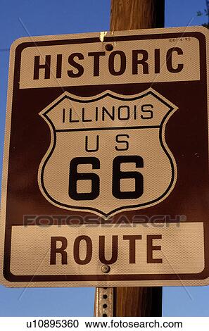 road sign, Route 66, Springfield, IL, Illinois, Historic Route 66 road sign in Springfield, Illinois. View Large Photo Image Stock Image - road sign, Route 66, Springfield, IL, Illinois, Historic Route 66 road sign in Springfield, Illinois. . Fotosearch
