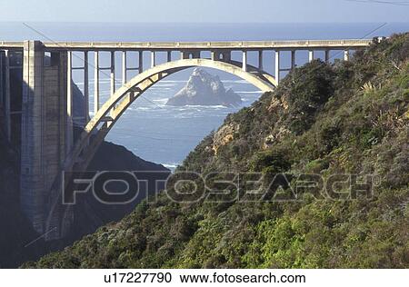 Route 1, bridge, Big Sur, California, CA, Scenic view of Bixby Creek Bridge on Highway 1 along the high cliffs of the Pacific Ocean in Big Sur. View Large Photo Image Stock Image - Route 1, bridge, Big Sur, California, CA, Scenic view of Bixby Creek Bridge on Highway 1 along the high cliffs of the Pacific Ocean in Big Sur.. Fotosearch