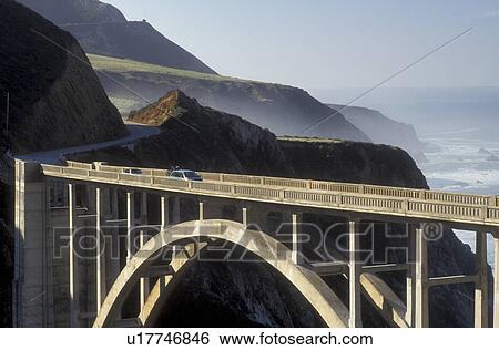Route 1, bridge, Big Sur, California, CA, Scenic view of Bixby Creek Bridge on Highway 1 along the high cliffs of the Pacific Ocean in Big Sur. View Large Photo Image Stock Photograph - Route 1, bridge, Big Sur, California, CA, Scenic view of Bixby Creek Bridge on Highway 1 along the high cliffs of the Pacific Ocean in Big Sur.. Fotosearch