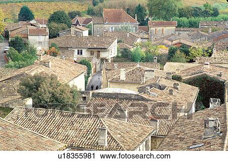 Saint Emilion, France, Bordeaux Wine Region, Gironde, Aquitaine, Europe, The rooftops of the medieval village of St. Emilion. View Large Photo Image Stock Image - Saint Emilion, France, Bordeaux Wine Region, Gironde, Aquitaine, Europe, The rooftops of the medieval village of St. Emilion.. Fotosearch