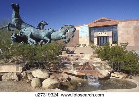 Picture -  Scottsdale, Arizona, AZ, Wild horse statue outside the Fleischer Museum in Scottsdale.. Fotosearch